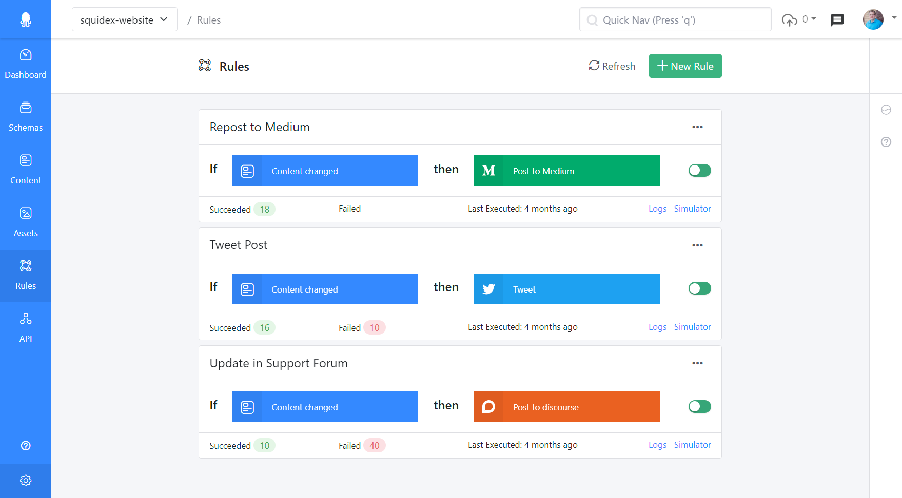 Rules for easy synchronization with other systems